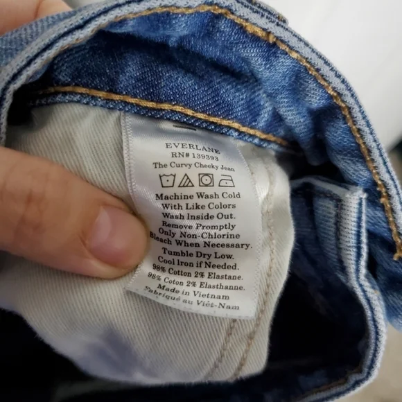 Everlane Blue Curvy Cheeky High Rise Distressed Straight Leg Jeans - Picture 10 of 10